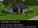 Sims 3 — Red modern starter lot by caroldella2 — Modern 1 bed, 1 bath, kitchen w/ appliances, furnished