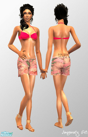 Sims 2 — Pink bikini with shorts by Imaginary Boutique — it\'s summer time!
