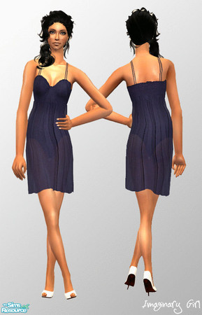 Sims 2 — Darkblue transparent dress by Imaginary Boutique — it\'s summer time!