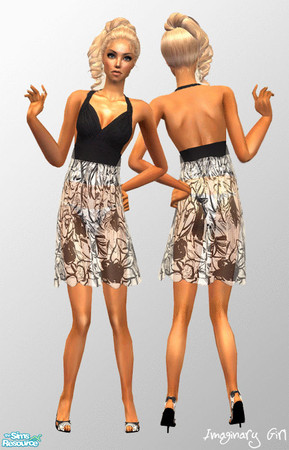 Sims 2 — Black&white transparent dress by Imaginary Boutique — it\'s summer time!