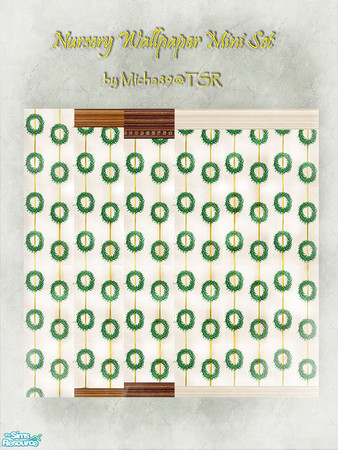 Sims 2 — Nursery Wallpaper Set by micha89 — set of 4 wallpapers-the same cheerful pattern with wooden borders(light,