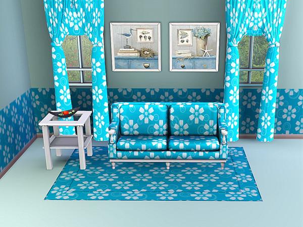 Sims 3 — marcorse_raindrop petals pattern by marcorse — A bright and airy pattern featuring stylised flowers and rain