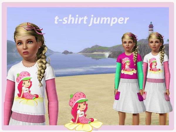 Sims 3 — strawberry shirt jumper by monkri2001 — strawberry t-shirt jumper for children.