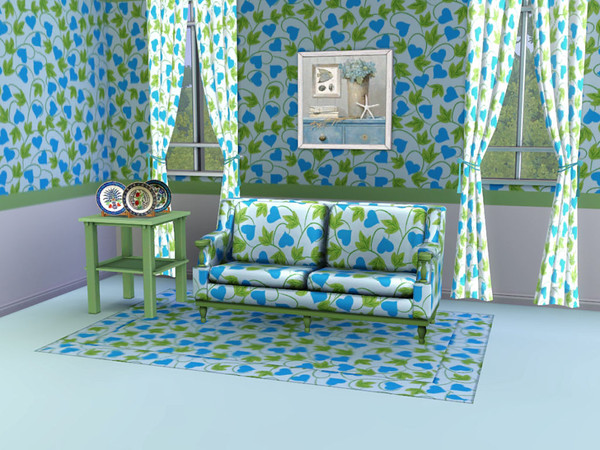 Sims 3 — marcorse_love flowers pattern by marcorse — Light-hearted and simple, this floral pattern with bright blue heart