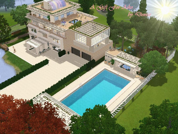 Sims 3 — A Gift For Aiko by Denise_Designs — House includes 6 bedrooms and 5 baths, large pool, tree house for the kids,