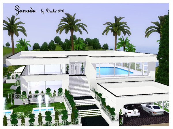 Sims 3 — Zanadu TSR by Drake19762 — Modern villa with 3 bedrooms, 2 bathrooms, office and indoor pool. Beautiful grounds