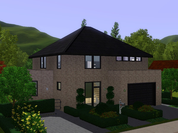 Sims 3 — Haley by dorienski — Modern family home with open plan living, dining and kitchen area, indoor garage, 4
