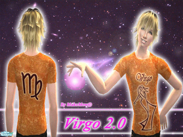 Sims 2 — Virgo 2.0 by makomew — Virgo 2.0 T-shirt inspired by the sign of Virgo. Availabe as everyday for adult males.