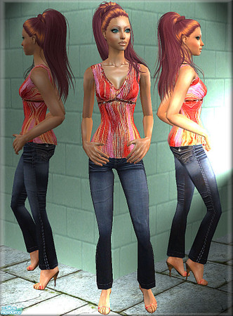 Sims 2 — Lara top with blue jeans by killercsaj — by killercsaj