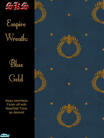 Sims 2 — Gold Empire Wreath Set - Blue by 71robert13 — Golden Laurel Wreaths, Classical scroll work and stars bespeckle