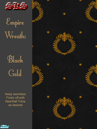 Sims 2 — Gold Empire Wreath Set - Black by 71robert13 — Golden Laurel Wreaths, Classical scroll work and stars bespeckle