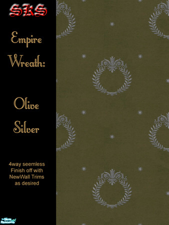 Sims 2 — Silver Empire Wreath Set - Olive by 71robert13 — Silver Laurel Wreaths, Classical scroll work and stars
