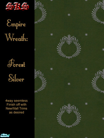 Sims 2 — Silver Empire Wreath Set - Forest by 71robert13 — Silver Laurel Wreaths, Classical scroll work and stars