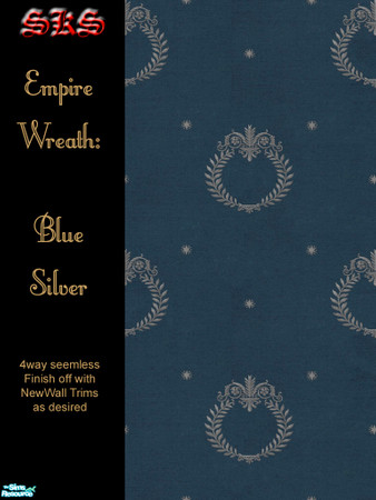 Sims 2 — Silver Empire Wreath Set - Blue by 71robert13 — Silver Laurel Wreaths, Classical scroll work and stars bespeckle