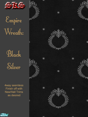 Sims 2 — Silver Empire Wreath Set - Black by 71robert13 — Silver Laurel Wreaths, Classical scroll work and stars