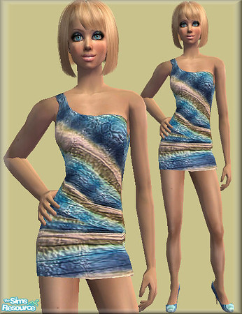 Sims 2 — One shoulder twisted dress by killercsaj — by killercsaj