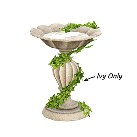 Sims 3 — Bird Garden - Ivy for Bird Bath by LilyOfTheValley — Creeping ivy wrapping around bird bath pedestal. Not
