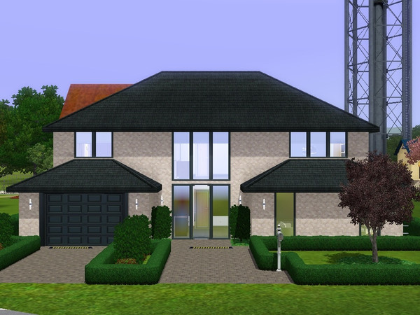 Sims 3 — Hening by dorienski — Modern family home with open plan living, dining and kitchen area, storage room, garage, 3