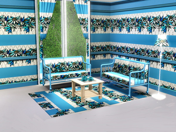 Sims 3 — marcorse_bluetrellis pattern by marcorse — Bright and blue and spikey . . this cheerful floral pattern on a