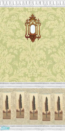 Sims 2 — Green Curls French Walls by foxysensei — Trees & Mirror