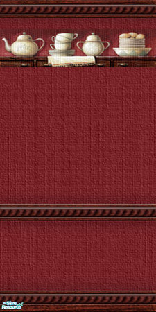 Sims 2 — Table for Two - wallpaper 01 by perelinka — Burgundy elegant wallpaper with \"cupboard\" motif.