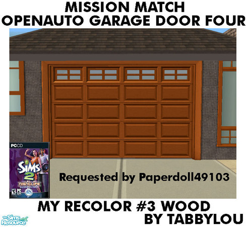 Sims 2 — TL - MM OpenAutoGarageDoorFour Recolor03Wd by TabbyLou — My Recolor #3 Wood in recolor of the Four Style (4