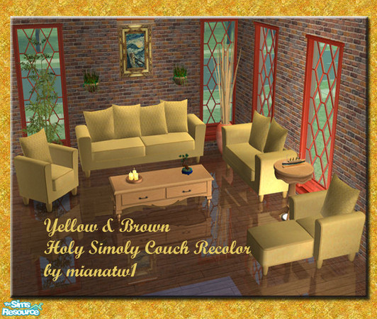 Sims 2 — Yellow & Brown Holy Simoly Couch Recolors by mianatw1 — Looking for more options for your living room room