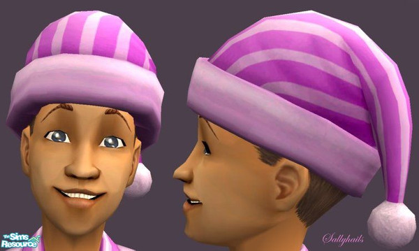 Sims 2 — Purple Stripes-Brown Hair by sallyhails — Last in my series of Montser Feet PJ\'s & matching hats, this time
