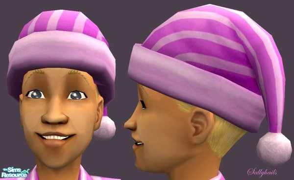 Sims 2 — Purple Stripes-Blonde Hair by sallyhails — Last in my series of Montser Feet PJ\'s & matching hats, this