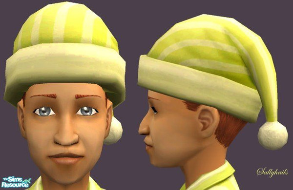Sims 2 — Yellow Stripes-Red Hair by sallyhails — Last in my series of Montser Feet PJ\'s & matching hats, this time