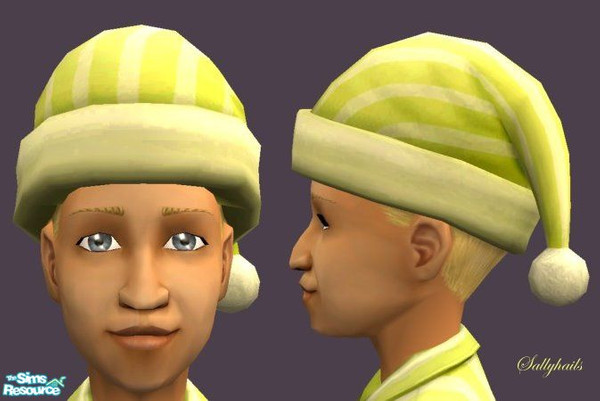 Sims 2 — Yellow Stripes-Blonde Hair by sallyhails — Last in my series of Montser Feet PJ\'s & matching hats, this