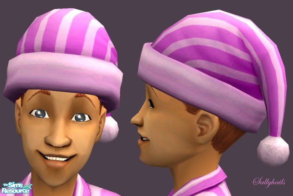 Sims 2 — Purple Stripes-Red Hair by sallyhails — Last in my series of Montser Feet PJ\'s & matching hats, this time