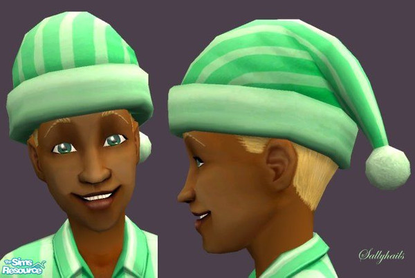 Sims 2 — Green Stripes-Blonde Hair by sallyhails — Last in my series of Montser Feet PJ\'s & matching hats, this time