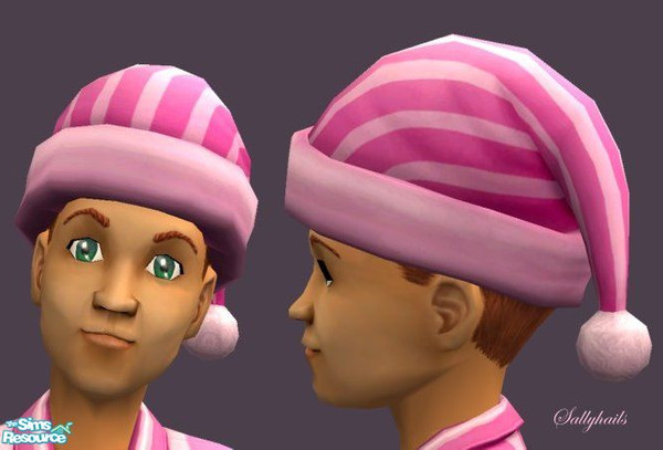 Sims 2 — Pinkstripes-Red Hair by sallyhails — Last in my series of Montser Feet PJ\'s & matching hats, this time