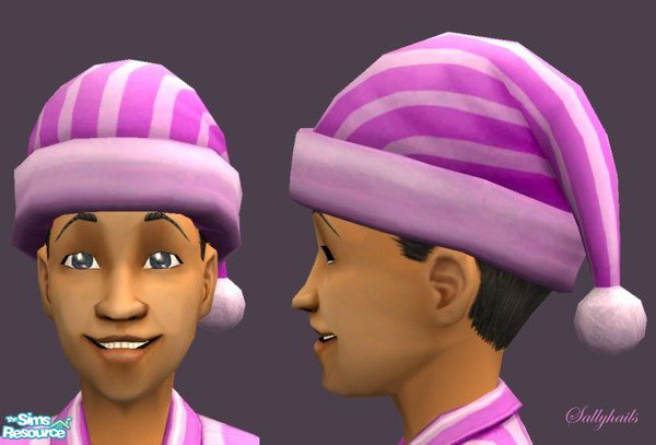 Sims 2 — Purple Stripes-Black Hair by sallyhails — Last in my series of Montser Feet PJ\'s & matching hats, this time