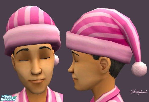 Sims 2 — Pink Stripes-Black Hair by sallyhails — Last in my series of Montser Feet PJ\'s & matching hats, this time