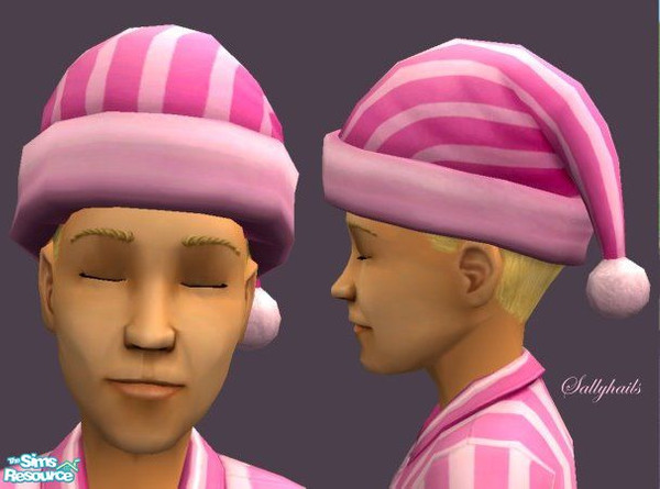 Sims 2 — Pink Stripes-Blonde Hair by sallyhails — Last in my series of Montser Feet PJ\'s & matching hats, this time