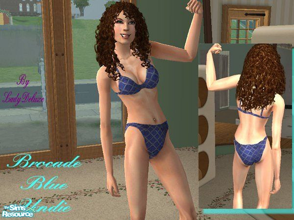 Sims 2 — Blue Brocade Undie  by LadyDeluxe — Brocade is back in style. With these three new brocade underwear your sims