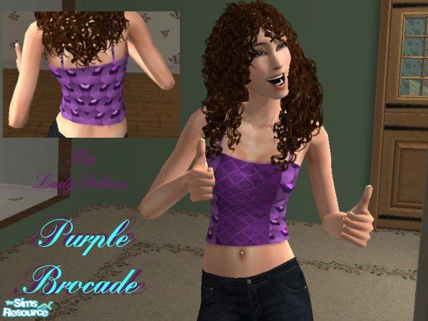 Sims 2 — Purple Brocade Shirt by LadyDeluxe — A beautiful made shirt which will look good on any sims. :::No Mesh