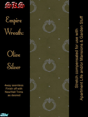 Sims 2 — Silver Empire Wreath AL Set - Olive by 71robert13 — Silver Laurel Wreaths, Classical scroll work and stars