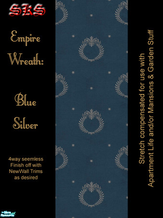 Sims 2 — Silver Empire Wreath AL Set - Blue by 71robert13 — Silver Laurel Wreaths, Classical scroll work and stars