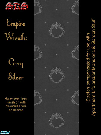 Sims 2 — Silver Empire Wreath AL Set - Grey by 71robert13 — Silver Laurel Wreaths, Classical scroll work and stars