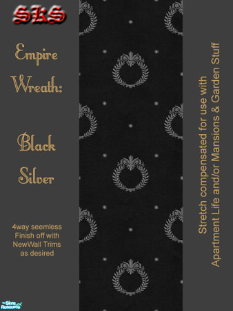 Sims 2 — Silver Empire Wreath AL Set - Black by 71robert13 — Silver Laurel Wreaths, Classical scroll work and stars