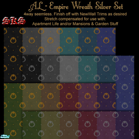 Sims 2 — Empire Wreath AL Wall Set by 71robert13 — Laurel Wreaths, Classical scroll work and stars bespeckle these