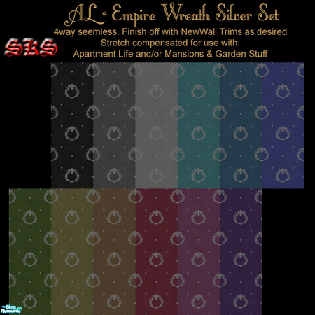 Sims 2 — Silver Empire Wreath AL Set by 71robert13 — Silver Laurel Wreaths, Classical scroll work and stars bespeckle