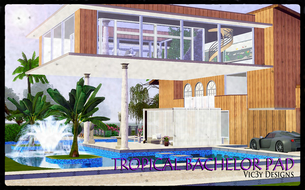 Sims 3 — Tropical Bachelor Pad *FURNISHED* by Vic3y — This stunning home was based on the fantastic 'fish house' by GUZ