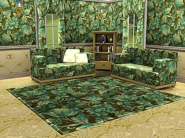 Sims 3 — marcorse_blue victorian pattern by marcorse — A darker floral pattern in the heavy Victorian style.