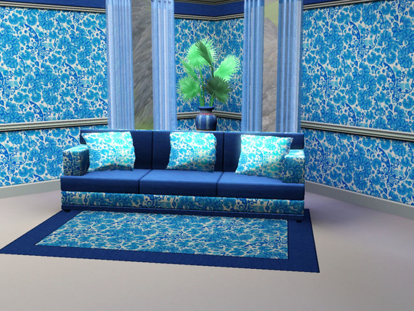 Sims 3 — marcorse_rhapsody in blue pattern by marcorse — A bright blue floral pattern in the paisley style.