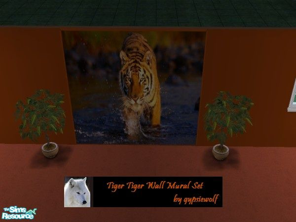 Sims 2 — Tiger Tiger Wall Mural Set by gypsiewolf2 — Tiger, tiger burning bright, in the forests of the night. What