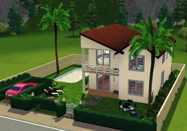 Sims 3 — Beachvilla#2 by Sufia — It has 2 bedrooms, 2 wc's, pool and a simple but beautiful garden. By Sofia Sousa (SS)
